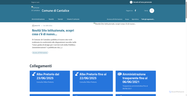 Security scan screenshot of https://www.comune.cantalice.ri.it/