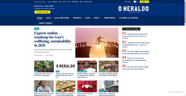 Security scan screenshot of https://heraldgoa.in