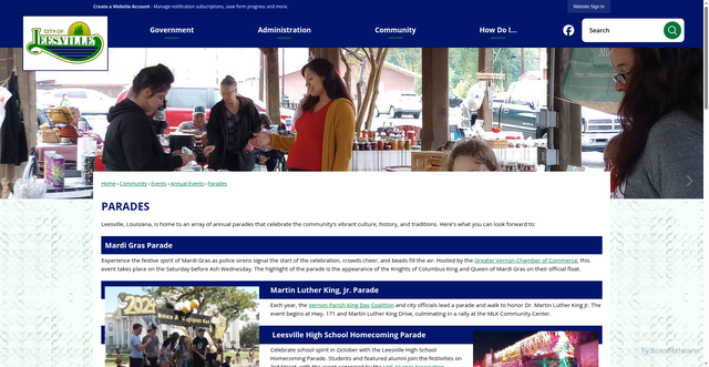 Security scan screenshot of https://www.leesvillela.gov/251/Parades