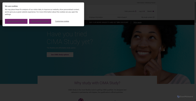Security scan screenshot of https://cimastudy.com