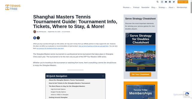 Security scan screenshot of https://thetennistribe.com/shanghai-masters-guide/