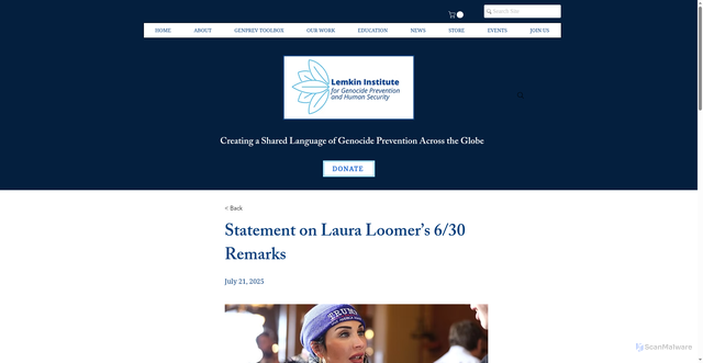 Security scan screenshot of https://www.lemkininstitute.com/statements-new-page/statement-on-laura-loomer%E2%80%99s-6%2F30-remarks