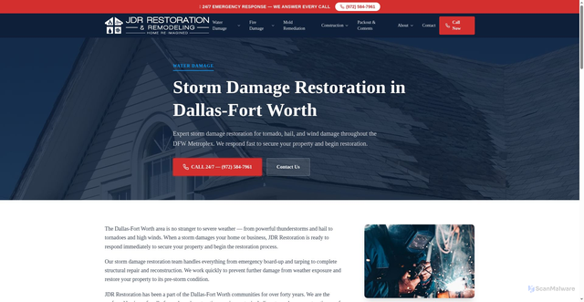 Security scan screenshot of https://jdrrestoration.com/storm-damage/