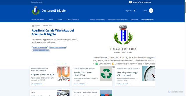 Security scan screenshot of https://www.comune.trigolo.cr.it