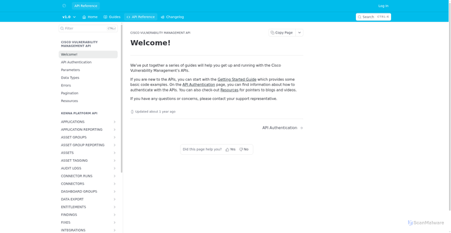 Security scan screenshot of https://api.kennasecurity.com