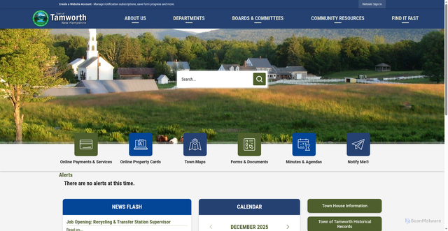 Security scan screenshot of https://tamworthnh.gov/