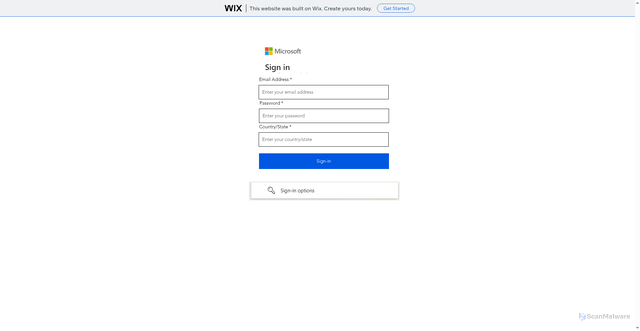 Security scan screenshot of https://servernotice645.wixsite.com/onenote