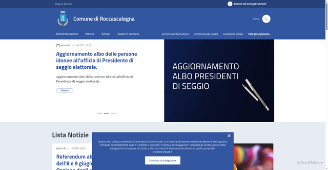 Security scan screenshot of https://comune.roccascalegna.ch.it/