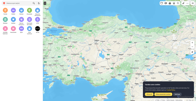 Security scan screenshot of https://maps.yandex.com.tr