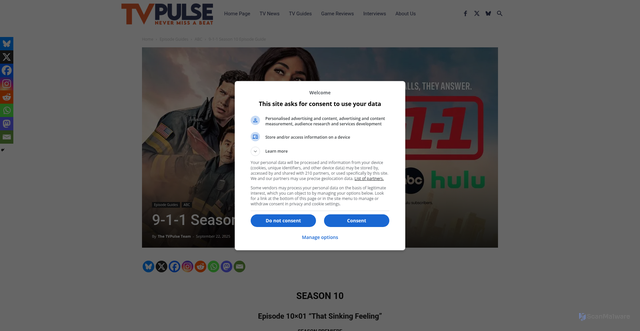 Security scan screenshot of https://tvpulsemag.com/episodeguides/abc/9-1-1-season-10-episode-guide/
