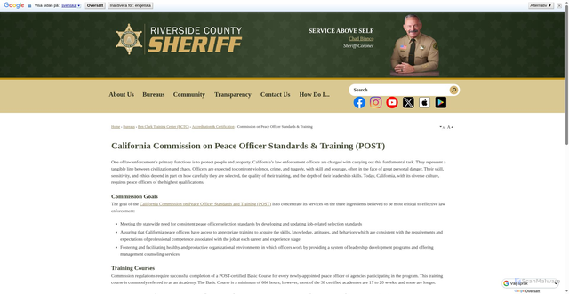 Security scan screenshot of https://www.riversidesheriff.org/439/Commission-on-Peace-Officer-Standards-Tr