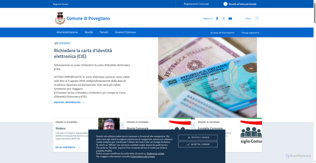 Security scan screenshot of https://www.comune.povegliano.tv.it