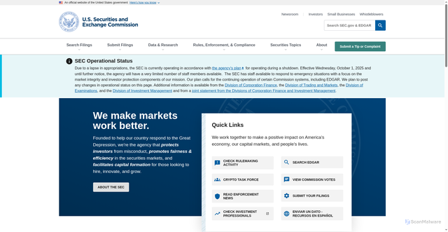 Security scan screenshot of https://sec.gov/
