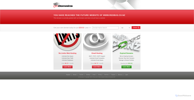 Security scan screenshot of http://www.redbus.co.nz/