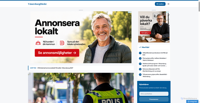 Security scan screenshot of https://xn--vnersborgdirekt-0kb.se