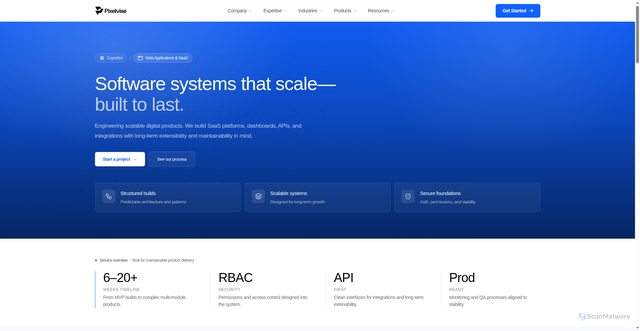Security scan screenshot of https://pixelvise-website.pages.dev/expertise/web-applications-saas/