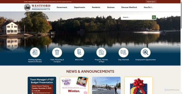 Security scan screenshot of https://westfordma.gov/
