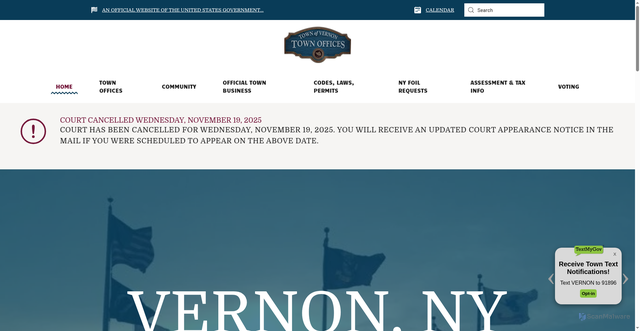 Security scan screenshot of https://townofvernonny.gov/