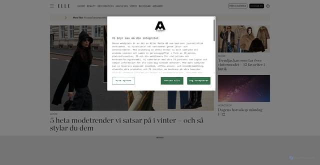 Security scan screenshot of https://www.elle.se/