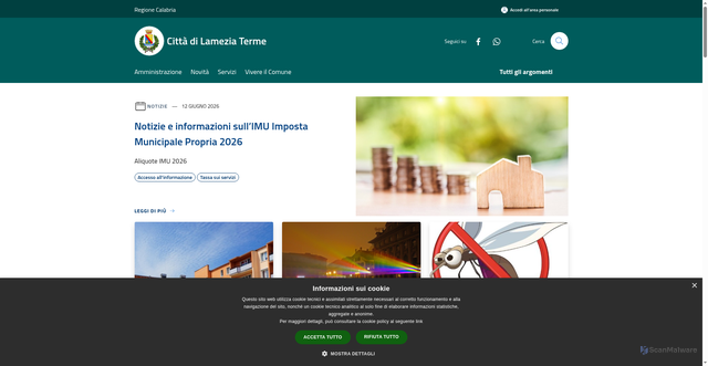Security scan screenshot of https://www.comune.lamezia-terme.cz.it