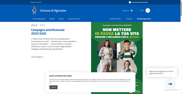 Security scan screenshot of https://www.comune.agnosine.bs.it/