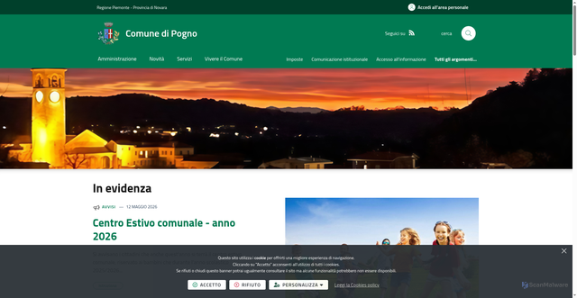 Security scan screenshot of https://www.comune.pogno.no.it