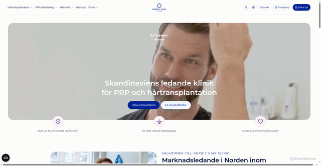 Security scan screenshot of https://prpkliniken.nu