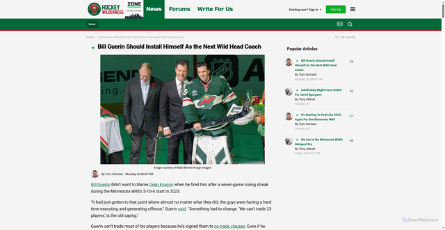 Security scan screenshot of https://hockeywilderness.com/news-rumors/minnesota-wild/bill-guerin-should-install-himself-as-the-next-wild-head-coach-r31012/