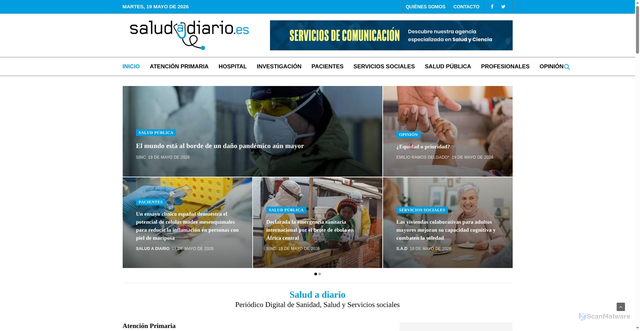 Security scan screenshot of https://www.saludadiario.es