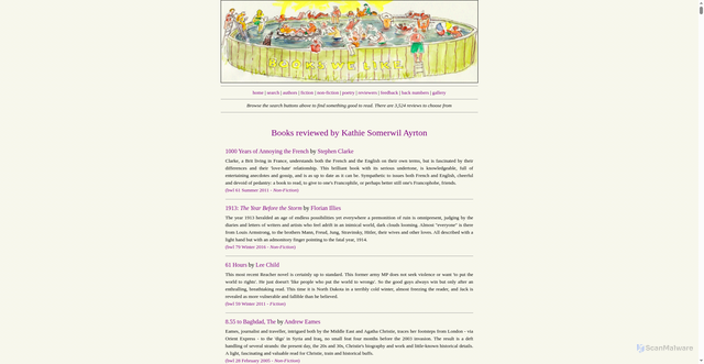 Security scan screenshot of https://bookswelike.co.uk/reviewer.php?rfn=Kathie&rln=Somerwil+Ayrton