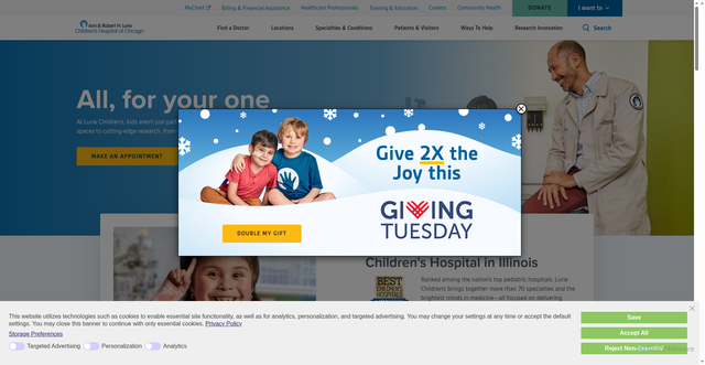 Security scan screenshot of https://www.luriechildrens.org/