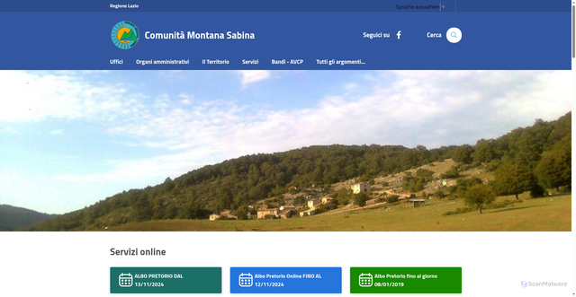 Security scan screenshot of https://www.comunitamontanasabina.it/