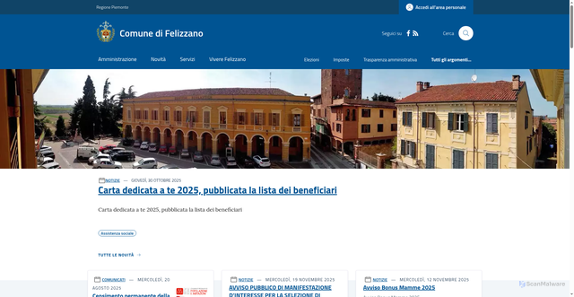 Security scan screenshot of https://www.comune.felizzano.al.it/