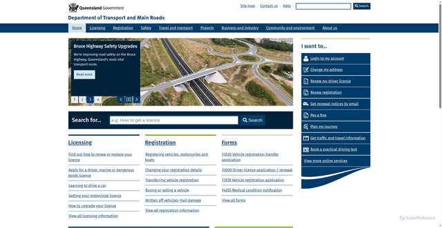 Security scan screenshot of https://www.tmr.qld.gov.au/