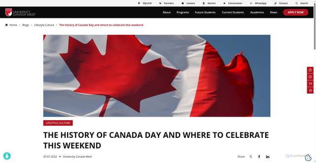 Security scan screenshot of https://www.ucanwest.ca/blog/lifestyle-culture/the-history-of-canada-day-and-where-to-celebrate-this-weekend