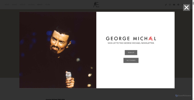 Security scan screenshot of https://www.georgemichael.com/about/