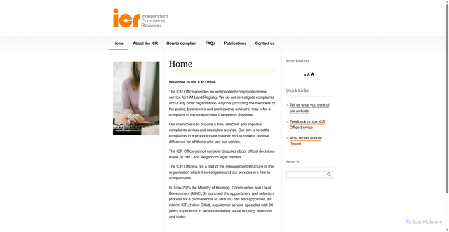 Security scan screenshot of https://www.icrev.org.uk/