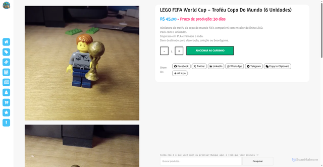 Security scan screenshot of https://geekcollectionstore.com.br/produto/lego-fifa-world-cup-trofeu-copa-do-mundo-6-unidades/?srsltid=AfmBOorr0S2VrqbuGFqCz5GzRE4RYaCStC-jjFmvKsWDzkoxRXQkrsxN