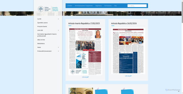 Security scan screenshot of https://www.ordineascampania.it/