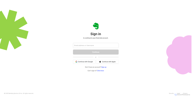 Security scan screenshot of https://lite.evernote.com/note/70f7cb34-2697-5712-7380-c886e4aefe9d