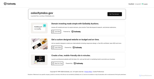 Security scan screenshot of https://colocitymdco.gov/