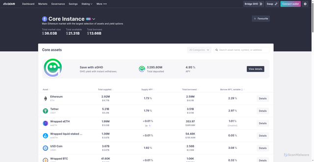 Security scan screenshot of https://aave-app.com/