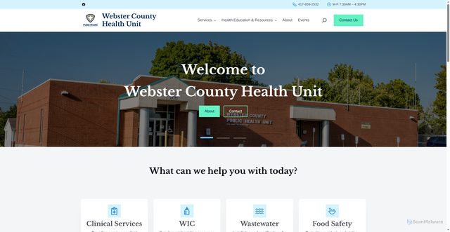 Security scan screenshot of https://webstercountymohealth.gov/