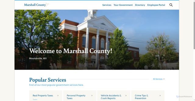Security scan screenshot of https://marshallcountywv.gov/