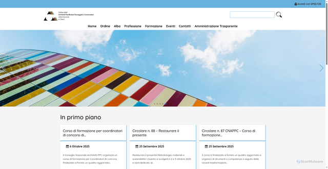 Security scan screenshot of https://www.architettichieti.it/
