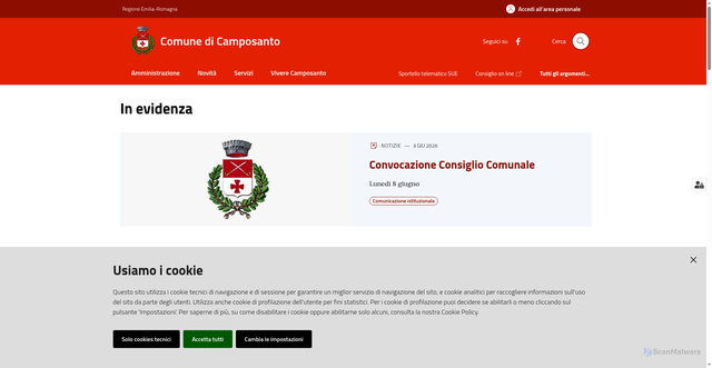 Security scan screenshot of https://www.comune.camposanto.mo.it