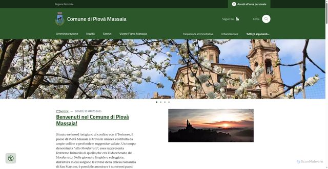 Security scan screenshot of https://www.comune.piovamassaia.at.it