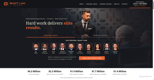 Security scan screenshot of https://www.bhattlawgroup.com/