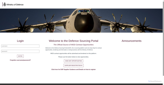 Security scan screenshot of https://contracts.mod.uk