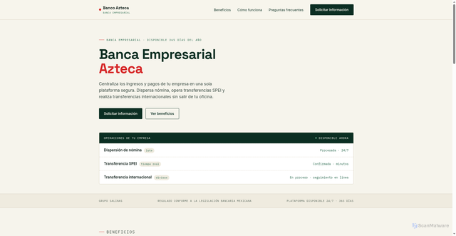 Security scan screenshot of https://empresarial-azteca1.com/